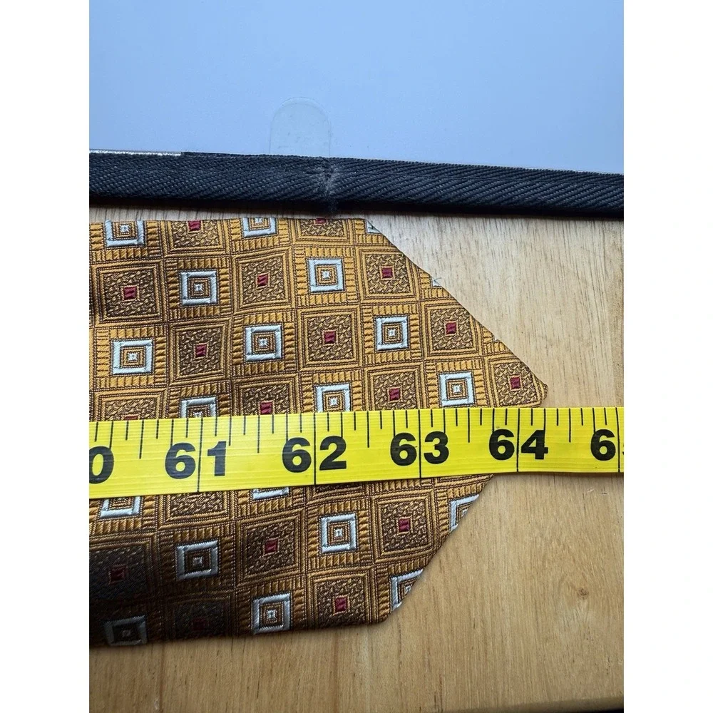 Vintage Robert Talbott XL Silk Tie NOS Gold Geometric Hand Sewn USA 64